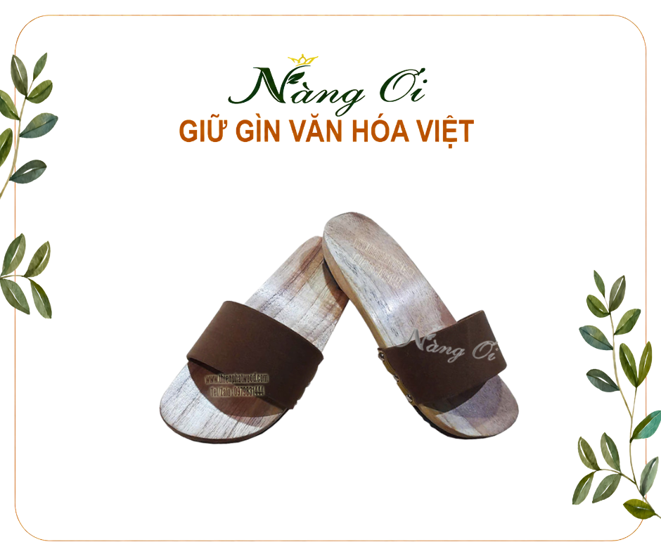 guốc mộc truyền thống cao 3cm làm từ gỗ xoan tự nhiên